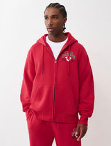 TRUE RELIGION SCRIPT LOGO ZIP HOODIE (RED)