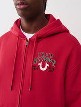 TRUE RELIGION SCRIPT LOGO ZIP HOODIE (RED)