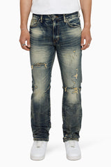 Heavy Whisker Effect Straight Jeans (Vail Blue) JP25508