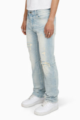 Heavy Whisker Effect Straight Jeans (Lily Blue) JP25508