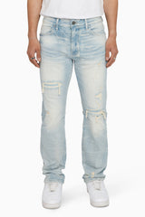Heavy Whisker Effect Straight Jeans (Lily Blue) JP25508