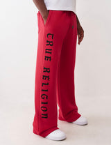 TRUE RELIGION LOGO FLAG BAGGY SWEATPANT (RED)