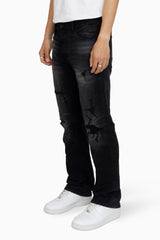 Heavy Whisker Effect Straight Jeans (Tetra Black) JP25508