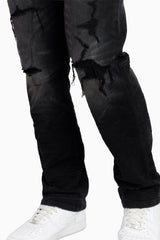 Heavy Whisker Effect Straight Jeans (Tetra Black) JP25508