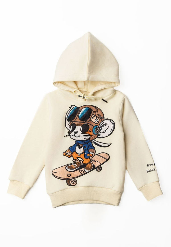 RAWYALTY KIDS HOODIE SKATE BOY-(CREAM)