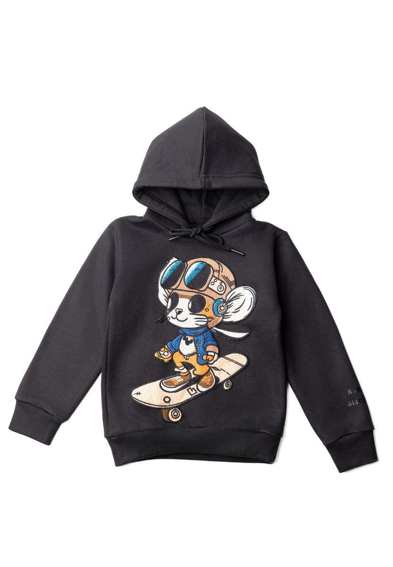 RAWYALTY KIDS HOODIE SKATE BOY-(BLACK)