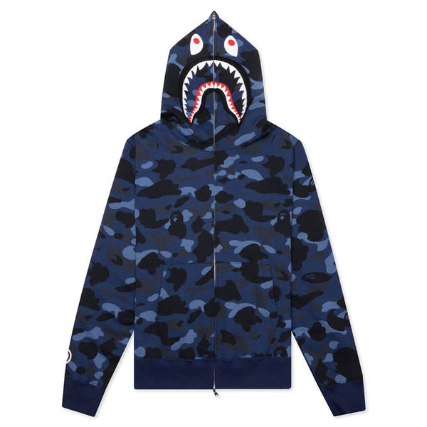 Bape Camo Shark Full Zip Hoodie - (Navy)