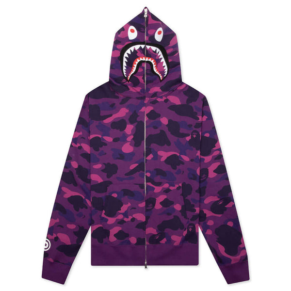 Bape Camo Shark Full Zip Hoodie - (PURPLE)