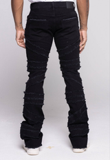 FW-33958K KID'S PATCHWORK TRUE STACKED DENIM JEANS (JET BLACK)