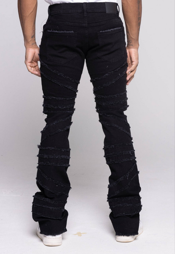 FW-33958K KID'S PATCHWORK TRUE STACKED DENIM JEANS (JET BLACK)