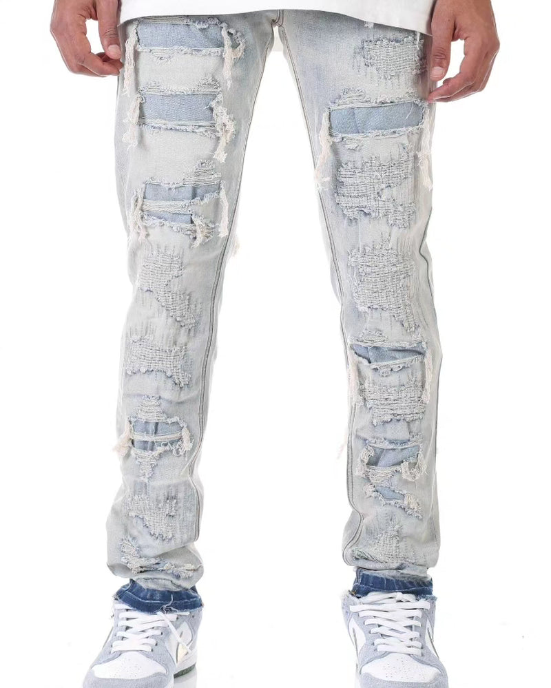 RIP & REPAIR JEANS KND4481-BLUE