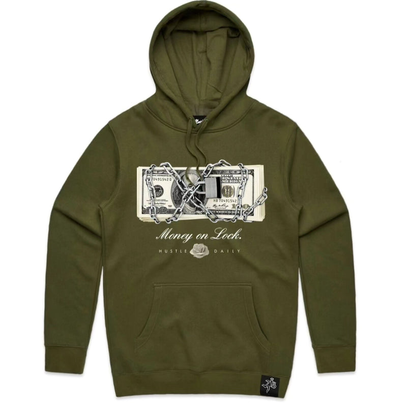 Light Weight - GREY MONEY ON LOCK HOODIE (OLIVE)