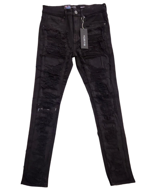 MENS SKINNY JEANS - JET BLACK (M5839T)