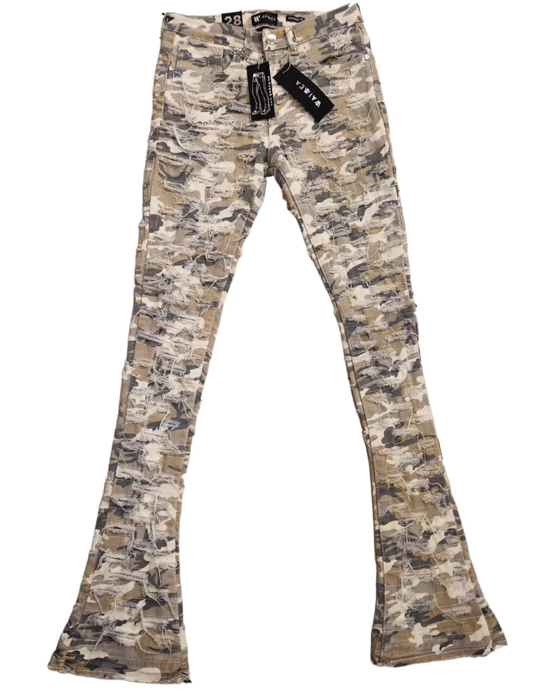 MENS STACKED JEANS - BONE CAMO (M5889T)