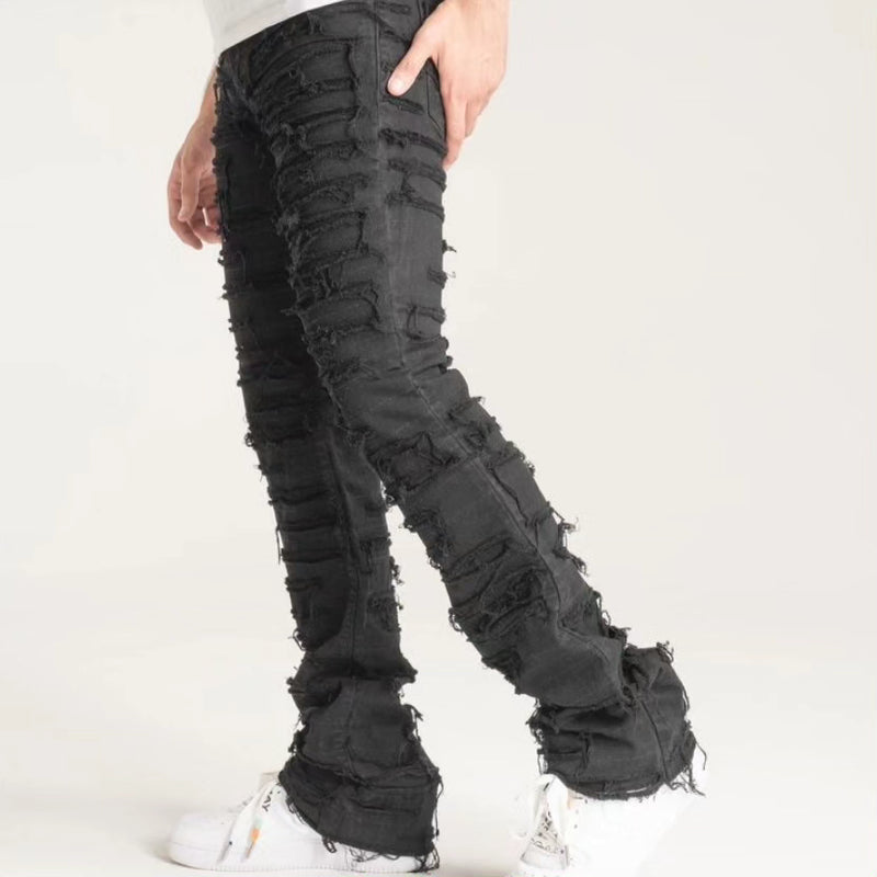 PREMIUM QUALITY STACK PANTS WITH MULTI RIP/REPAIR (B2082)