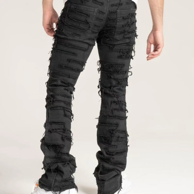 PREMIUM QUALITY STACK PANTS WITH MULTI RIP/REPAIR (B2082)