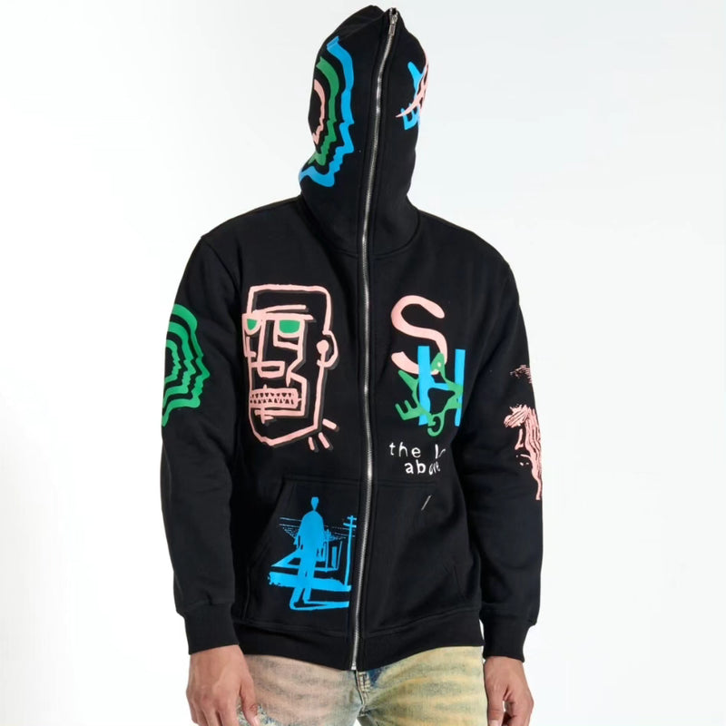 "ABOVE" FULL-ZIP HOODIE (BLACK) (SH23-FALL-23)