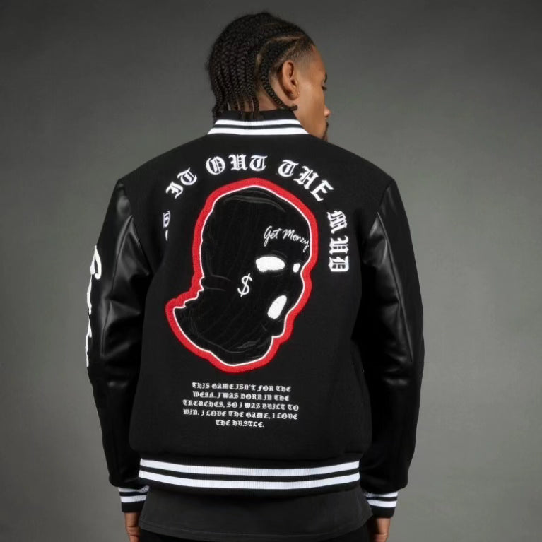 Rose Black Letterman Jacket