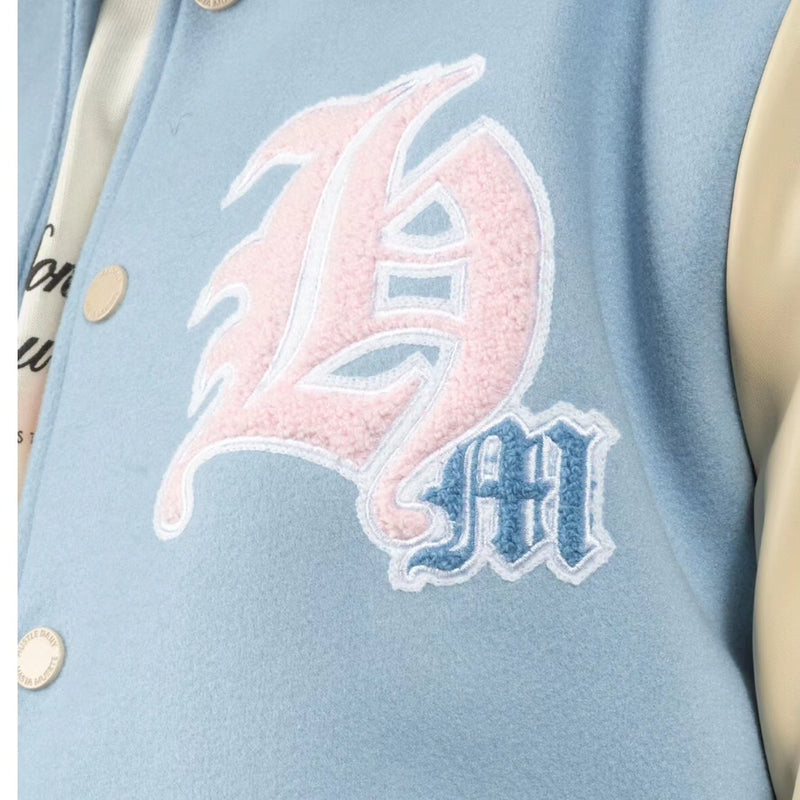 ANGEL LIGHT BLUE Letterman Jacket (WHITE/LIGHT BLUE/PINK)