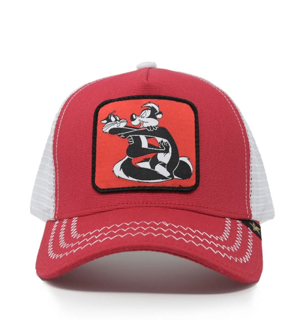 GS189 RED AND WHITE TRUCKER HAT