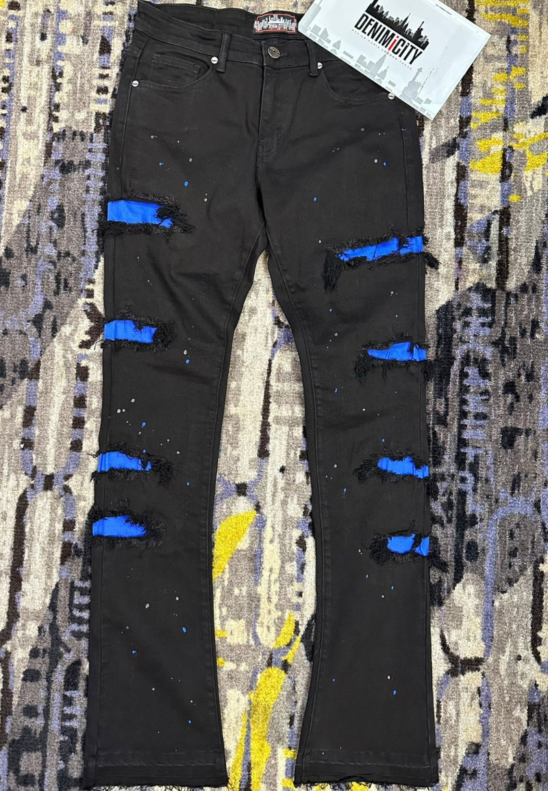 ZOMBIE ROYAL RIPPED JET BLACK DENIM