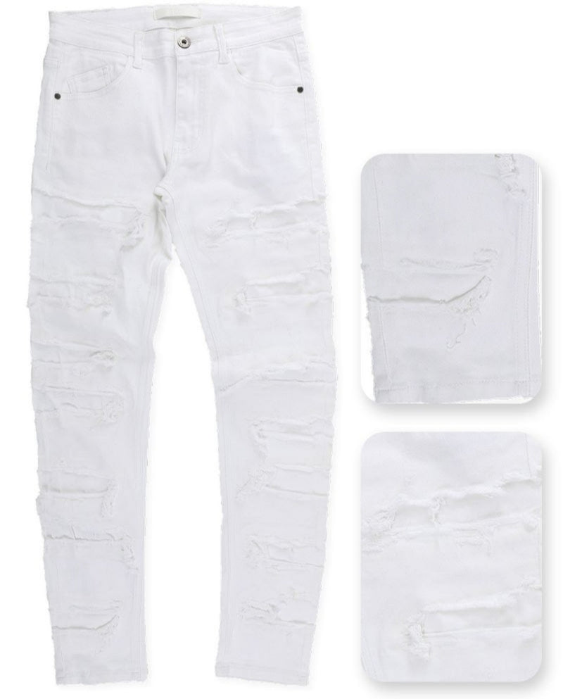 KNB3237-WHITE COMPLEX PANTS