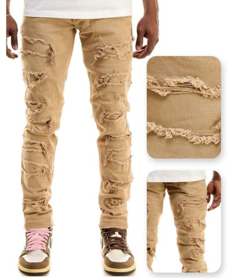 KNB3237-KHAKI COMPLEX PANTS