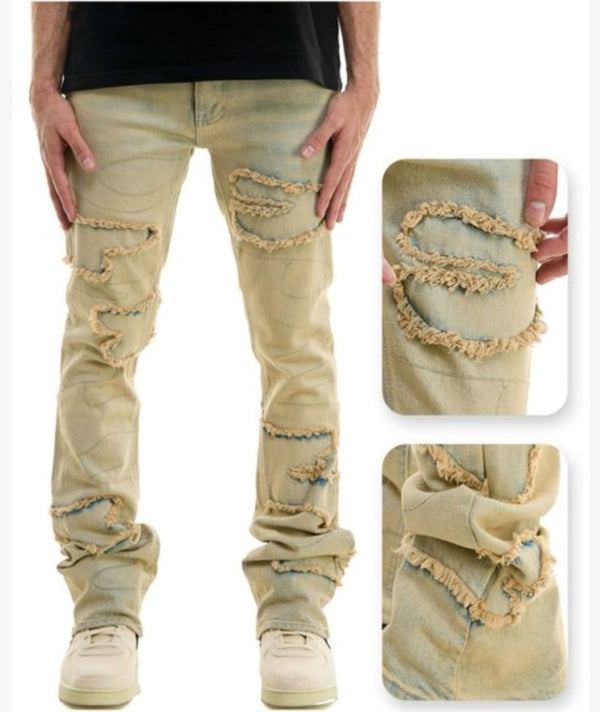 WAVY STACKED FLARE FIT JEANS (T.LT BLUE)