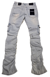 KIND RED STACK UTILITY DENIM JEANS (SNOW WHITE)