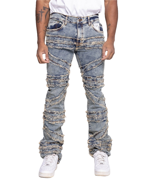 FW-330216 Men's Stacked Crossover Denim Jeans (Lt.Tint)