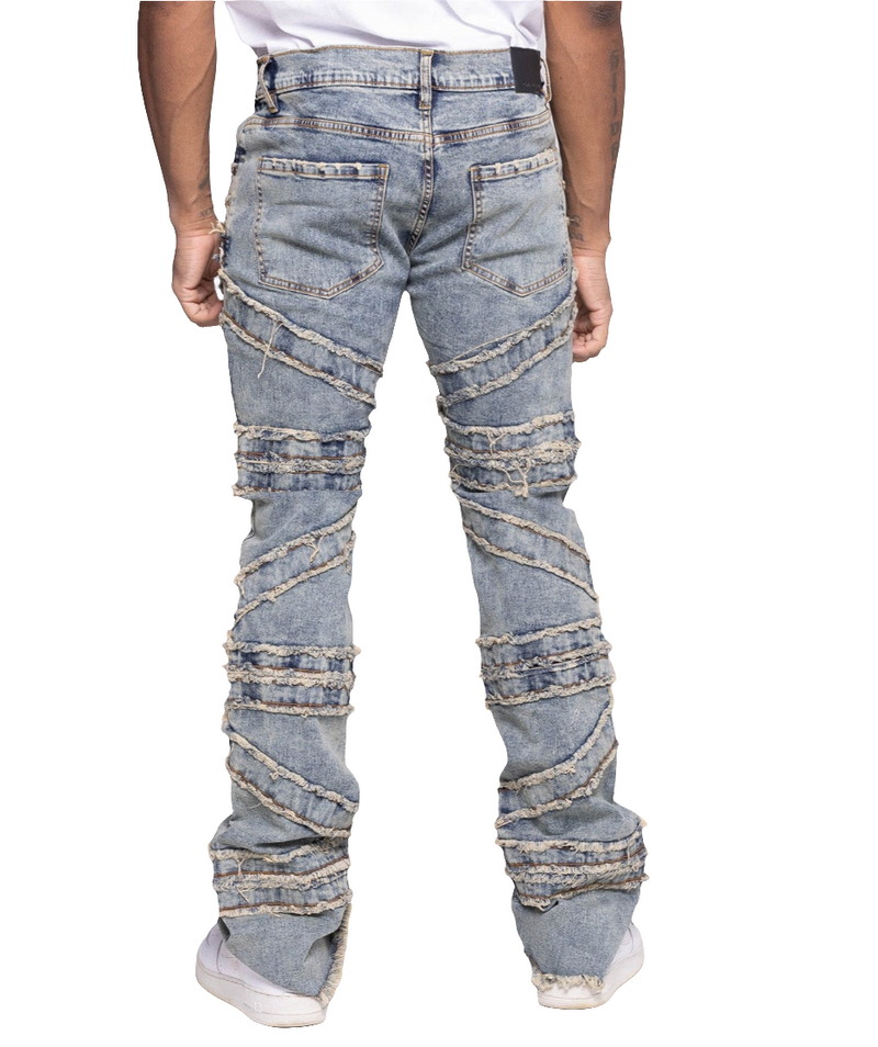 FW-330216 Men's Stacked Crossover Denim Jeans (Lt.Tint)