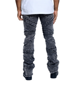 FW-330216 Men's Stacked Crossover Denim Jeans (Washed Black)