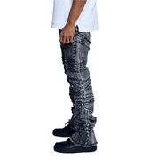 FW-330216 Men's Stacked Crossover Denim Jeans (Washed Black)