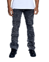 FW-330216 Men's Stacked Crossover Denim Jeans (Washed Black)