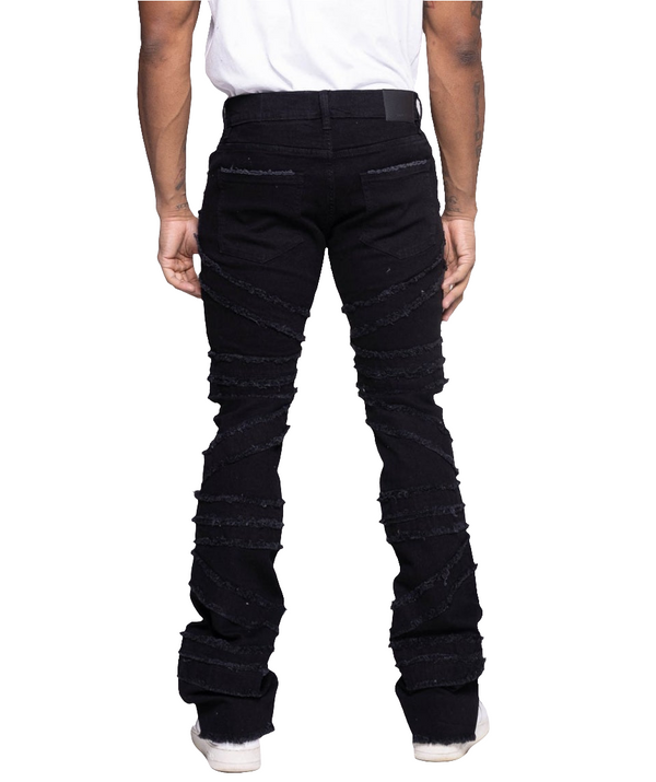 FW-330216 Men's Stacked Crossover Denim Jeans (Jet Black)