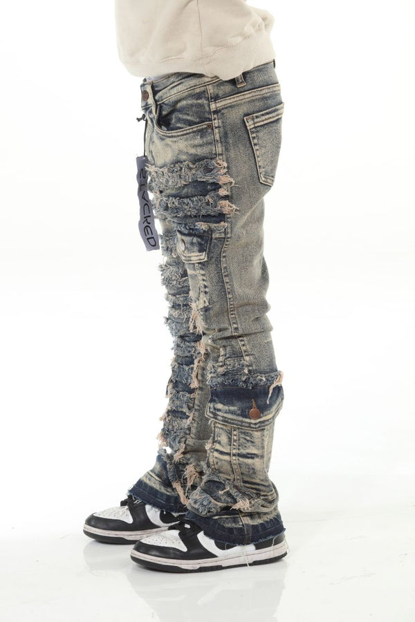 Frayed Cargo Stack Flare (JKT - Khaki Boys (8-20)