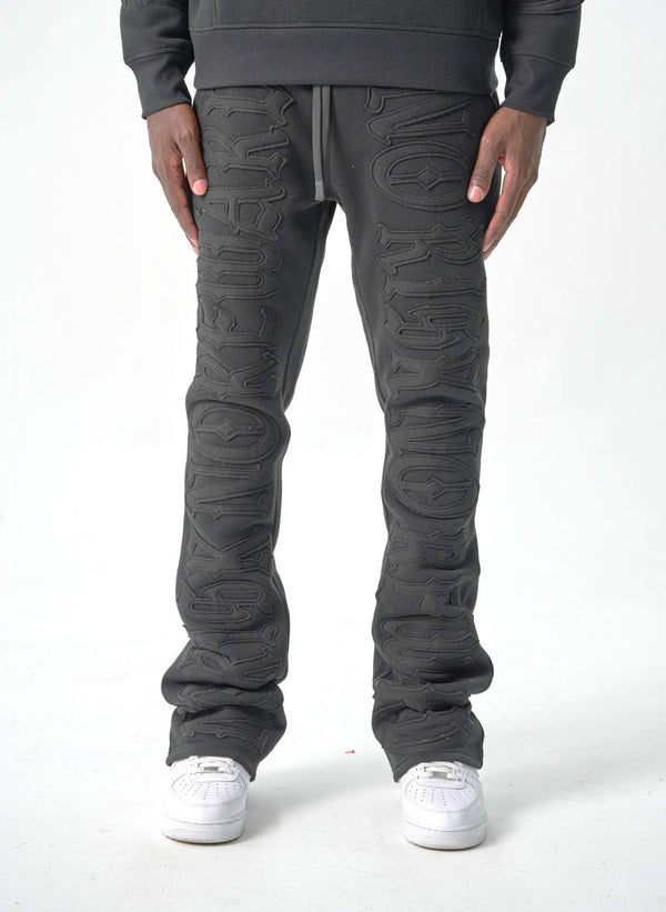 S5301, "NO RISK NO REWARD" FLEECE FLARE PANTS (S5301) BLACK/BLACK