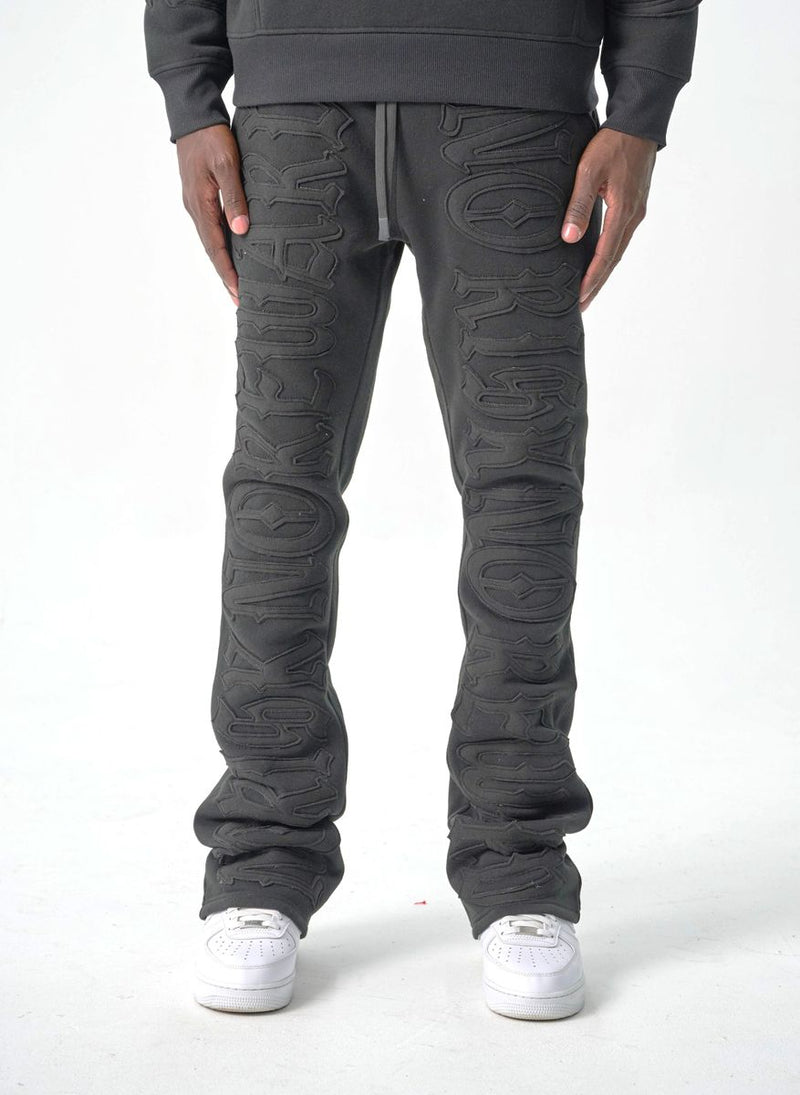 S5301, "NO RISK NO REWARD" FLEECE FLARE PANTS (S5301) BLACK/BLACK