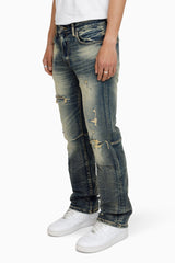 Heavy Whisker Effect Straight Jeans (Vail Blue) JP25508