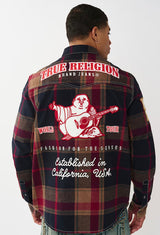 BIG T PLAID WESTREN SHIRT (BLUE/TAN/RED) 109825