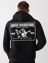 TRUE RELIGION BIG T ZIP HOODIE BLK/WHITE