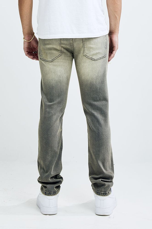 MEN'S ATHLETIC FIT DENIM PANTS WITH RIPS (TT-50120) TINT GREY