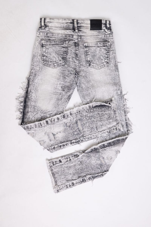 KIDS STACKED JEANS - GREY