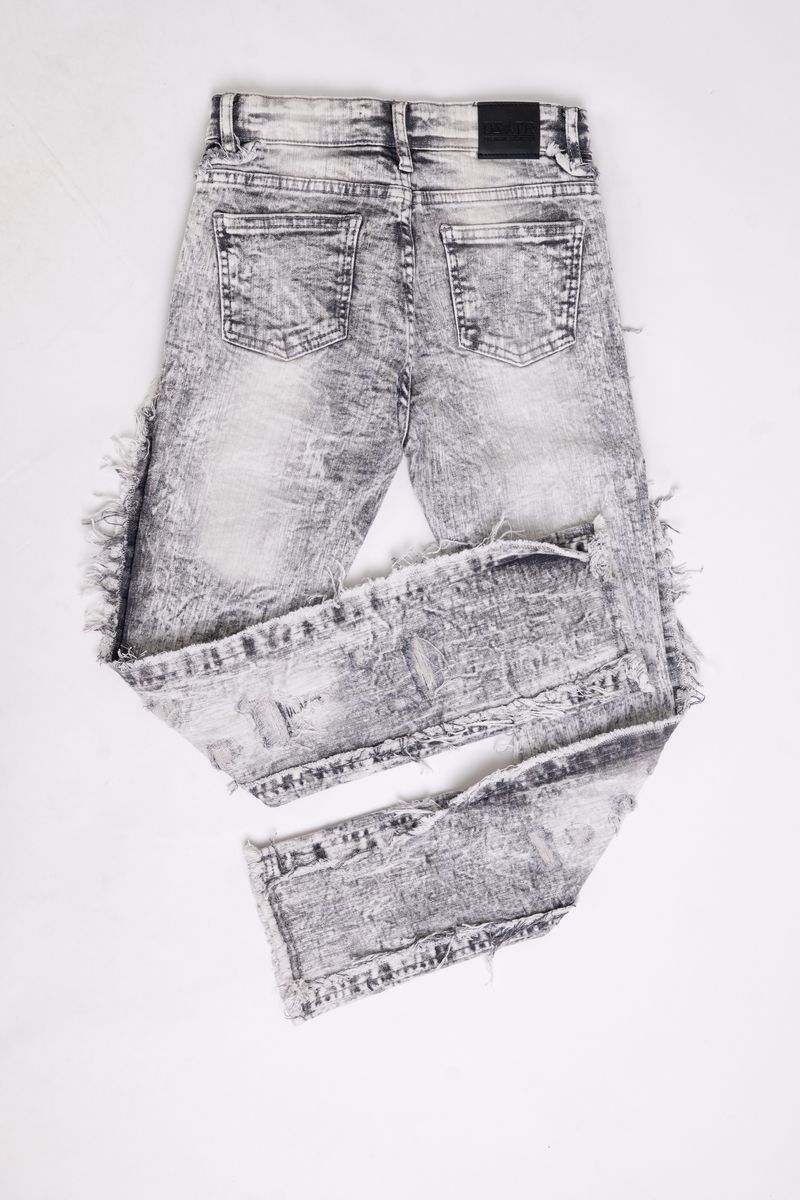 KIDS STACKED JEANS - GREY