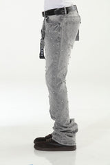 Premium Rhinestone Stacked Flare (GRAY)