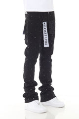 Premium Rhinestone Stacked Flare (BLACK)