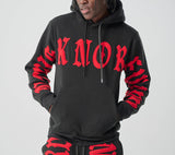 S5201, "NO RISK NO REWARD" PULLOVER HOODIE (S5201) BLACK/RED