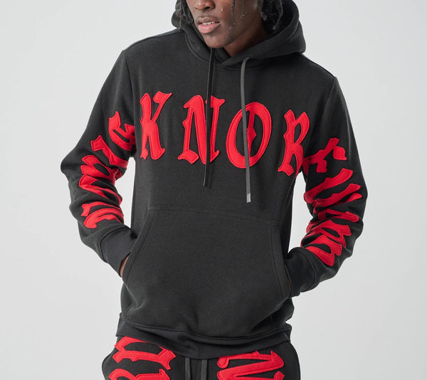 S5201, "NO RISK NO REWARD" PULLOVER HOODIE (S5201) BLACK/RED