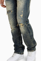 Heavy Whisker Effect Straight Jeans (Vail Blue) JP25508