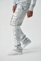 S5301, "NO RISK NO REWARD" FLEECE FLARE PANTS (S5301) H.GRAY/WHITE